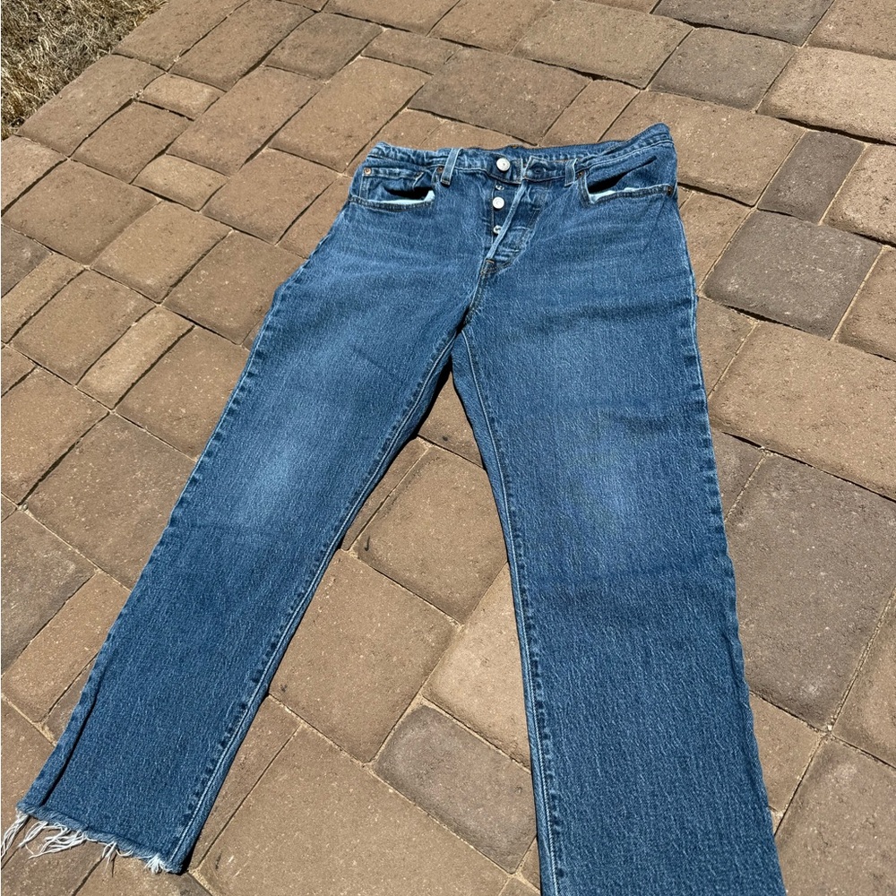 Levi's High Rise Blue Jeans Distressed Denim